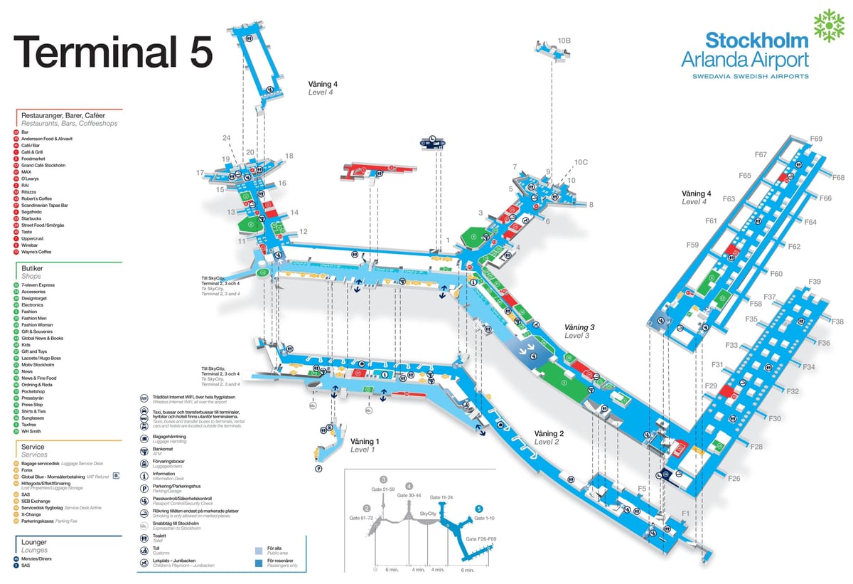 Stokholm hava limanında terminal 5 xəritə