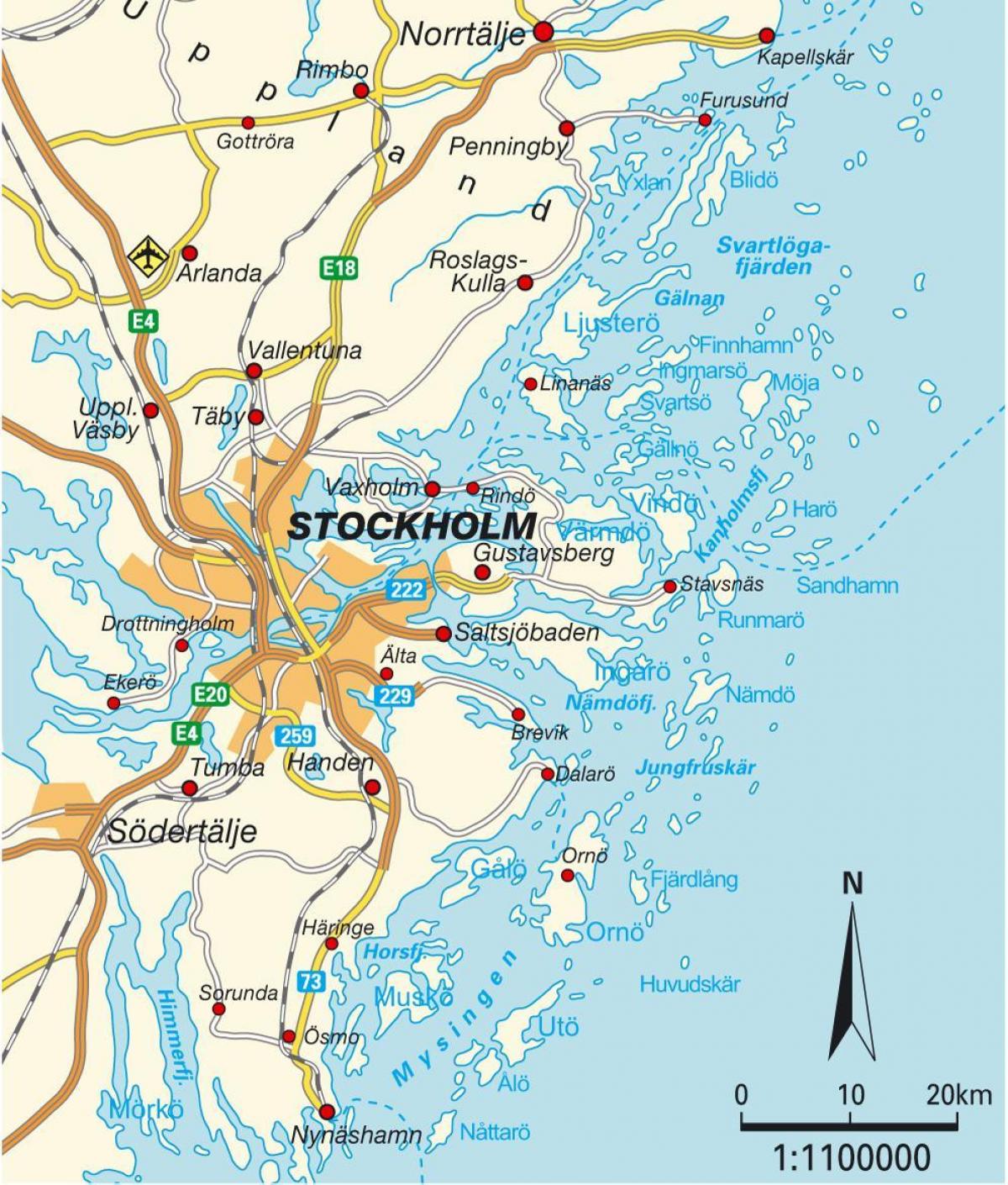 Stokholm, İsveç şəhərin xəritəsi 