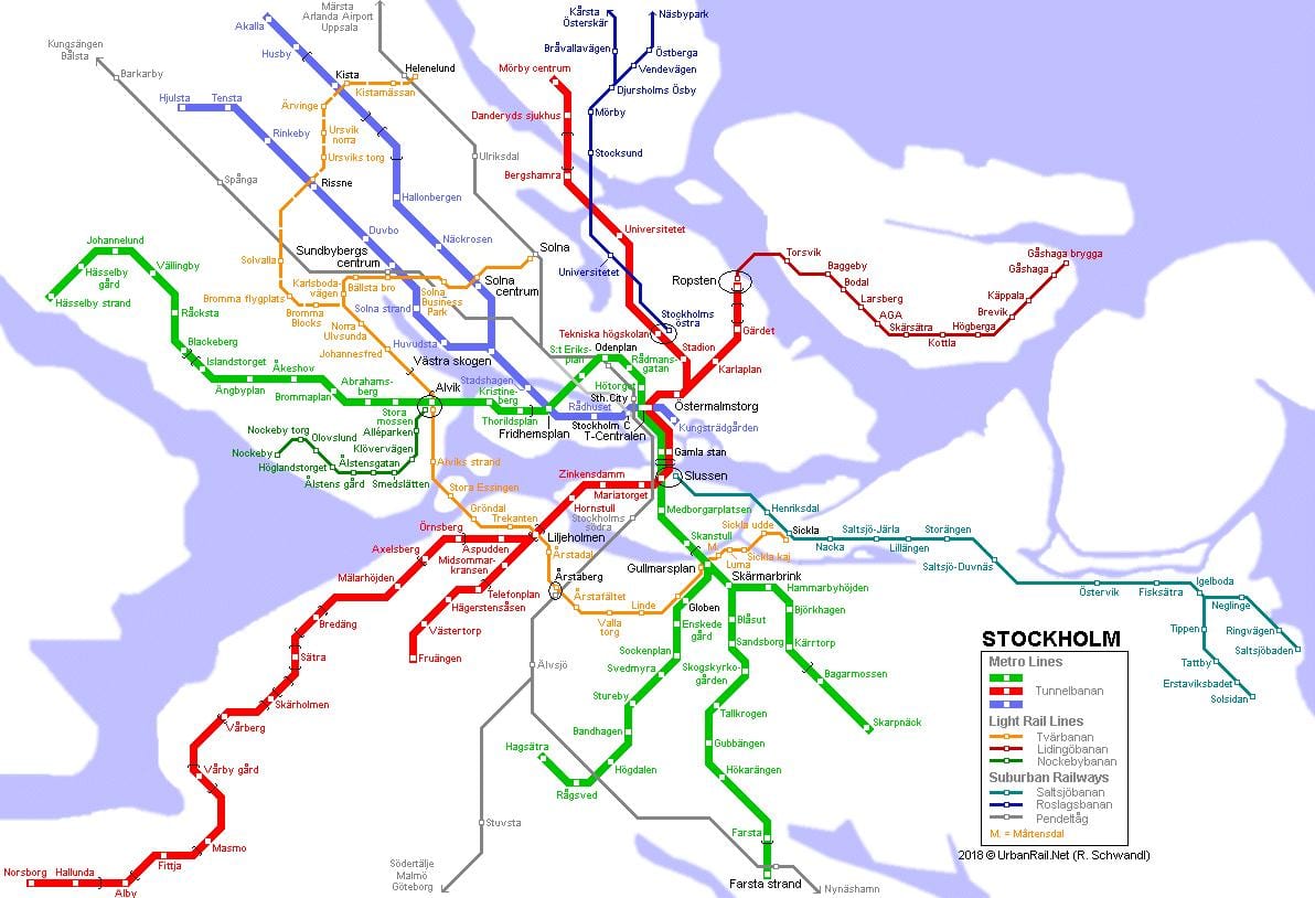 İsveç tunnelbana xəritə
